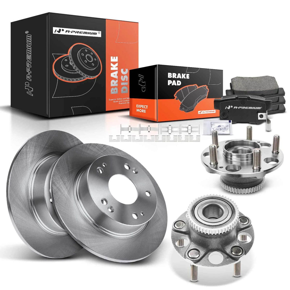 Set of 4 Rear Disc Rotors & Ceramic Brake Pads for Honda (42510SDAA00, 42510TA0A01, R-31315, P-537)