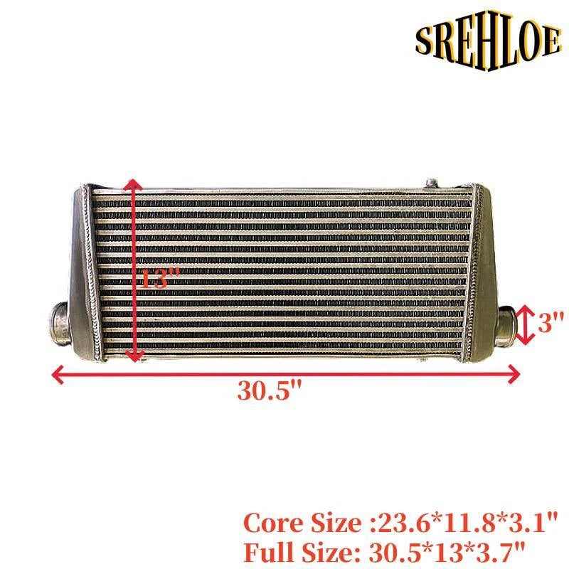 30.5X13X3.7" Universal Aluminum Turbo Intercooler 3" Inlet/Outlet