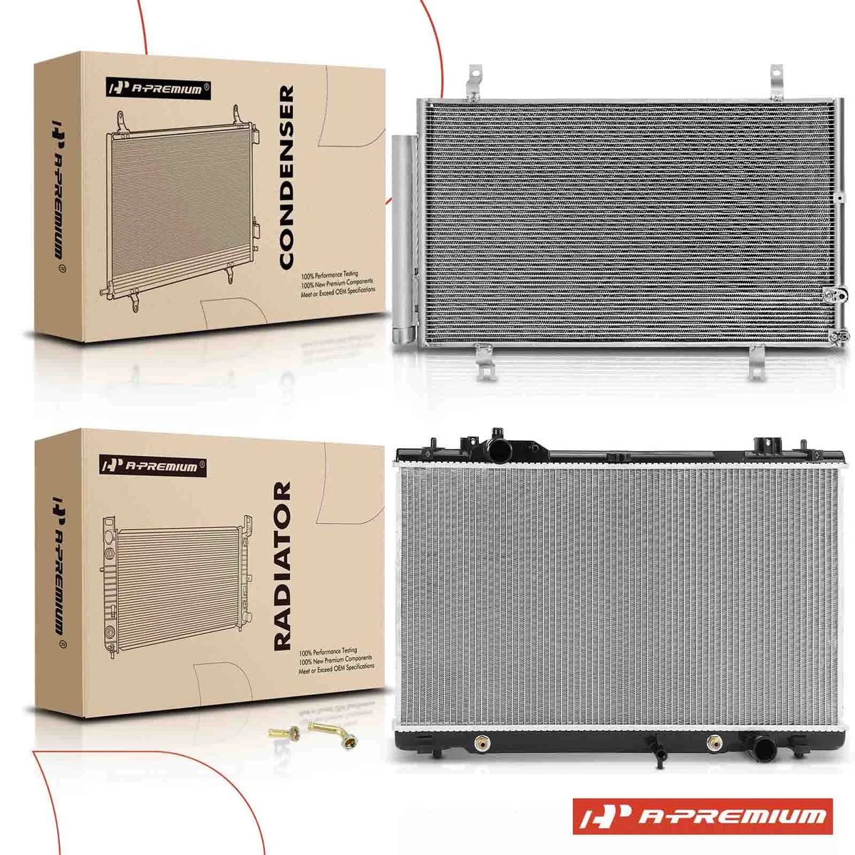 2X Radiator & A/C Condenser Cooling Kit for Lexus GS460 (2008–2011) - 1640038221, 1640038H30, 13096, CU13096, 3490