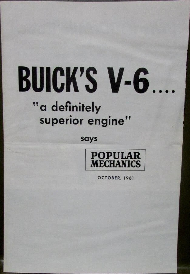 Reprint Article for Buick V6 (1962) - Popular Mechanics Oct 61