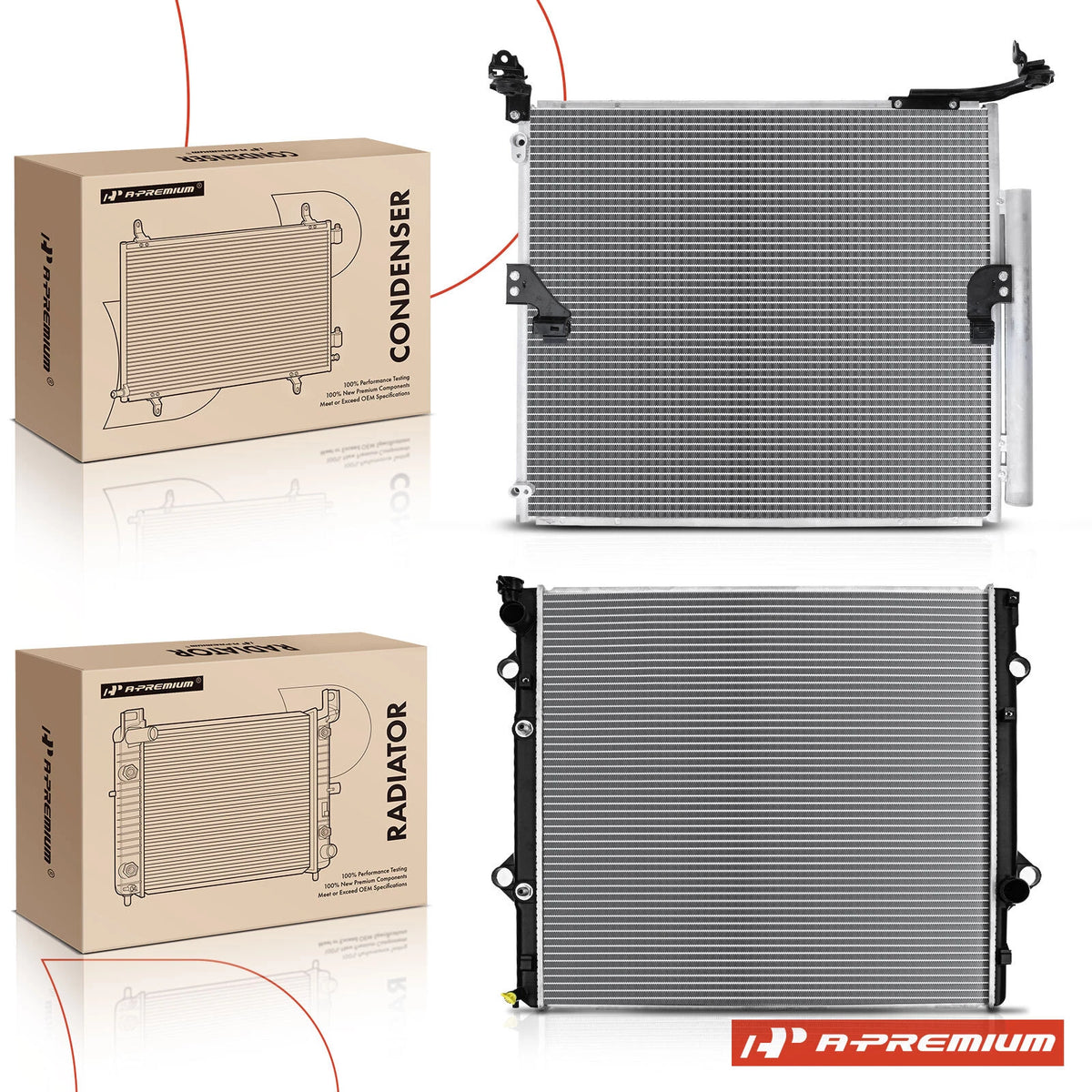 Radiator & A/C Condenser w/Drier for Lexus GX460 (2010–2023) 6400-38250, 16400-38251, 16400-38252