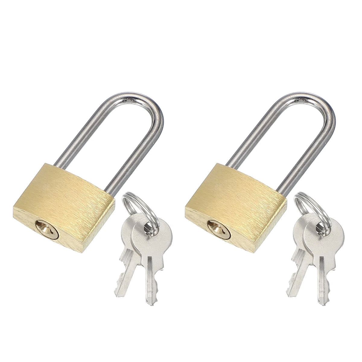 2 Pcs Solid Brass Padlocks with 2 Keys for Security (No Specific Years)