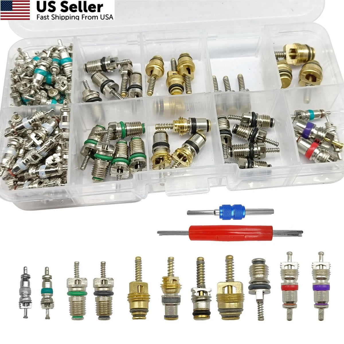 102Pcs A/C Valve Core Accessories Kit for Air Conditioning Systems