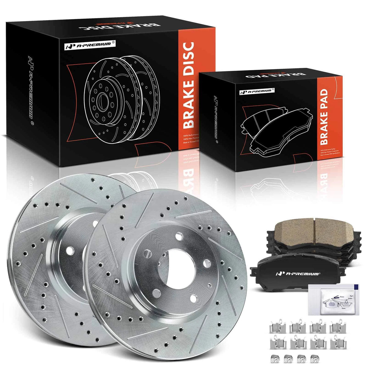 Set of 4 Drilled Brake Rotors & Ceramic Pads for Mazda 6 (2014–2018) 63180071L, 63180071R, 63380071L, 63380071R