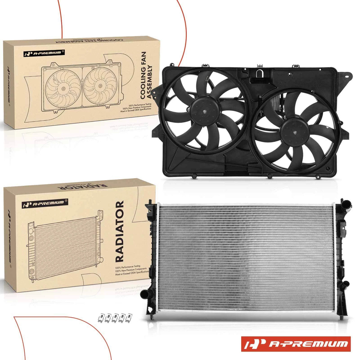 Radiator & Dual Cooling Fan Assembly for Ford Flex (2009–2019) 8A8Z8005A, DT4Z8005A, FO3010291