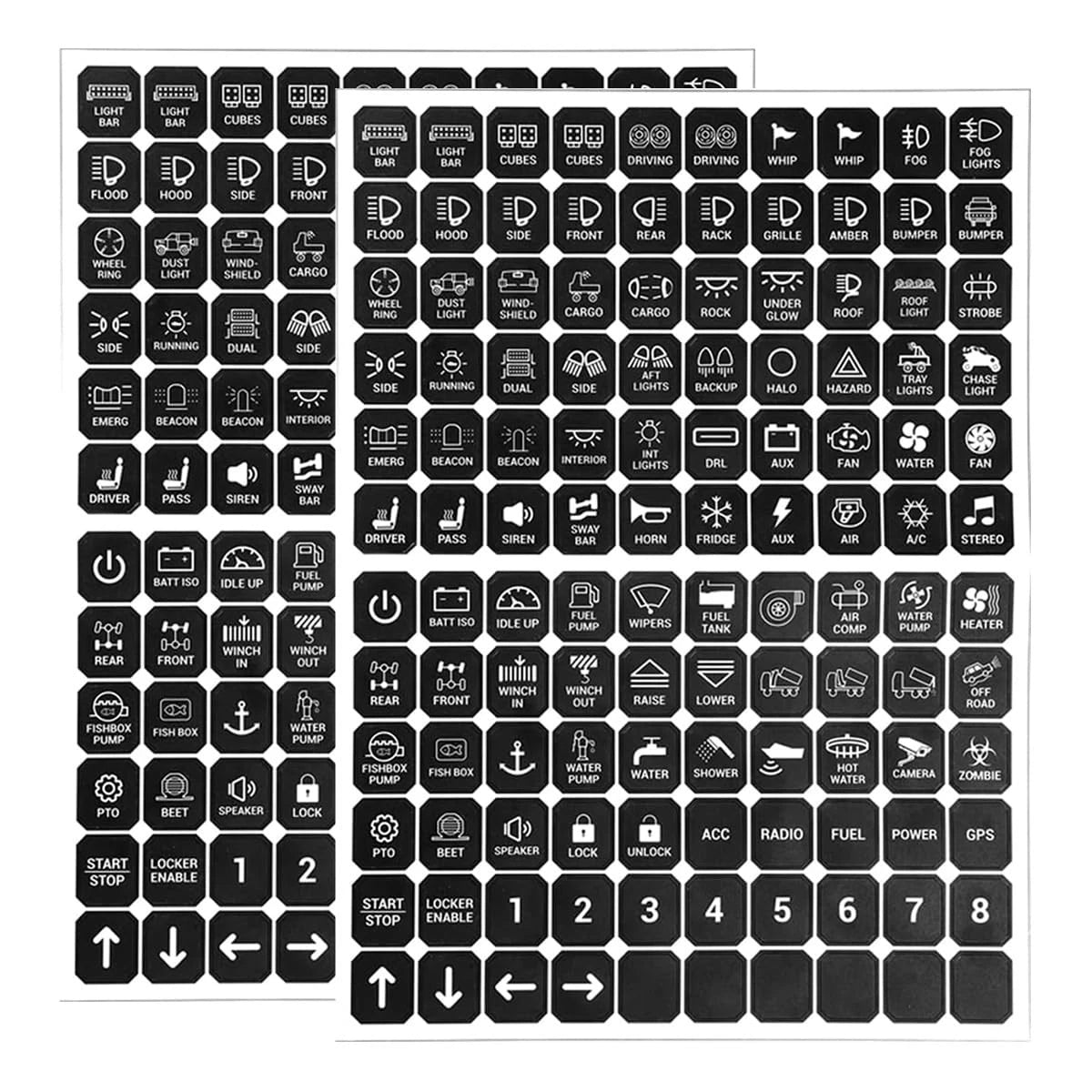 240PCS Car Switch Panel Sticker Decal Kit for Auto Switches