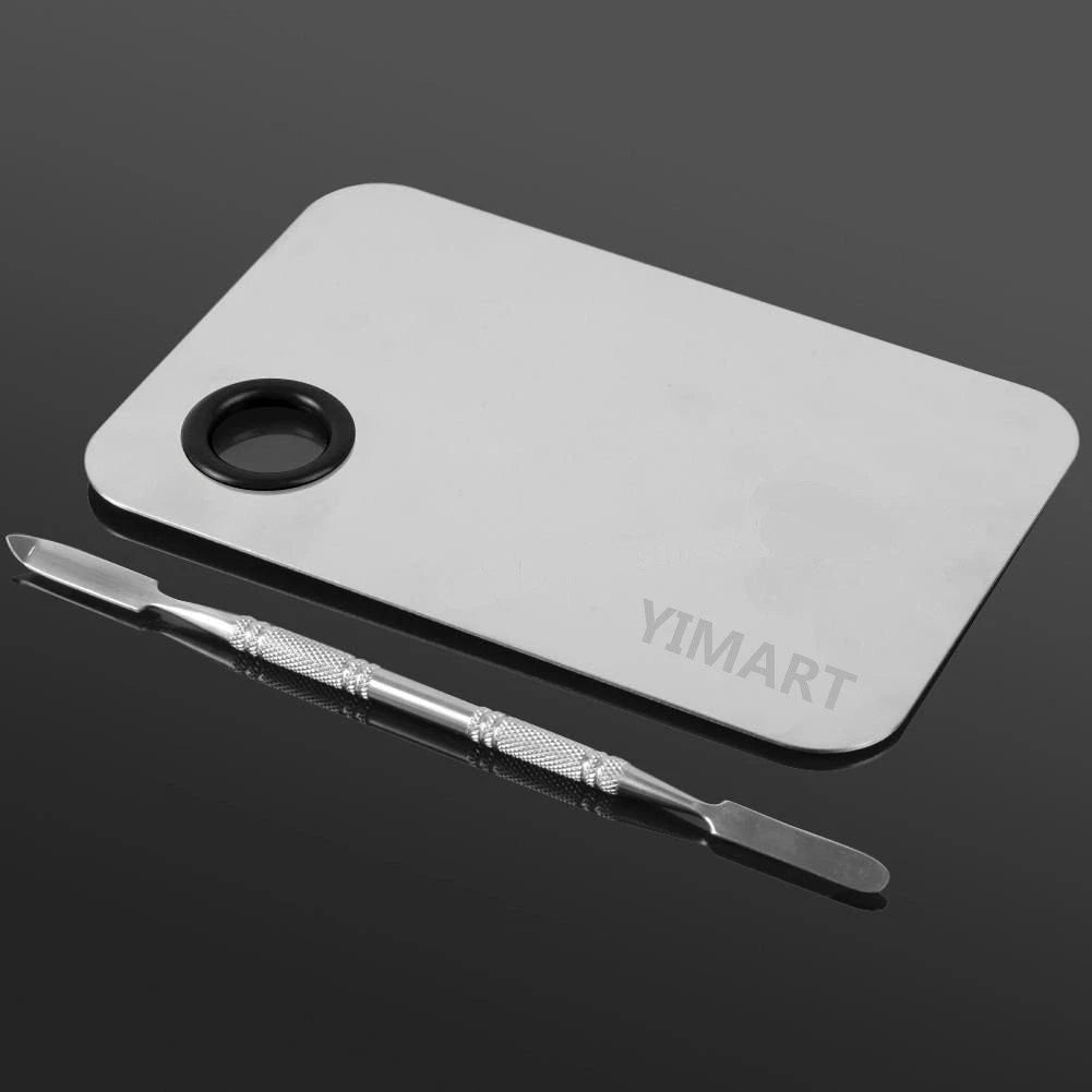 Stainless Steel Makeup Mixing Palette with Spatula