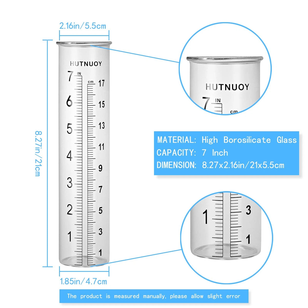 7" Capacity Rain Gauge with Stainless Steel Fence Mounting Bracket