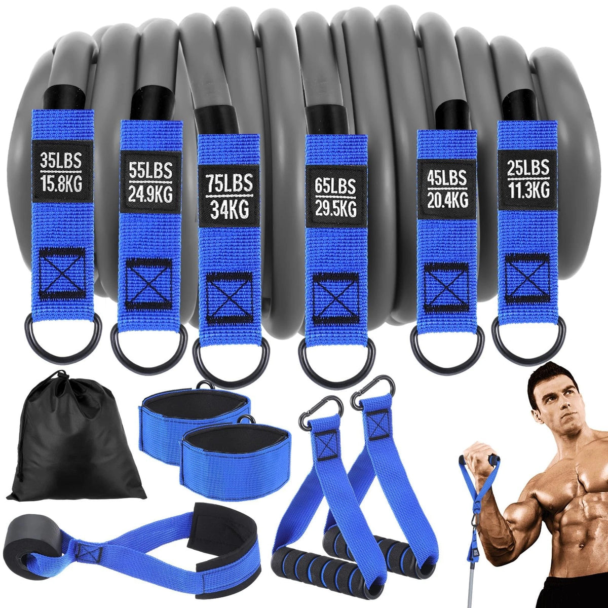 2X Heavy Resistance Bands for Working Out (300lbs)