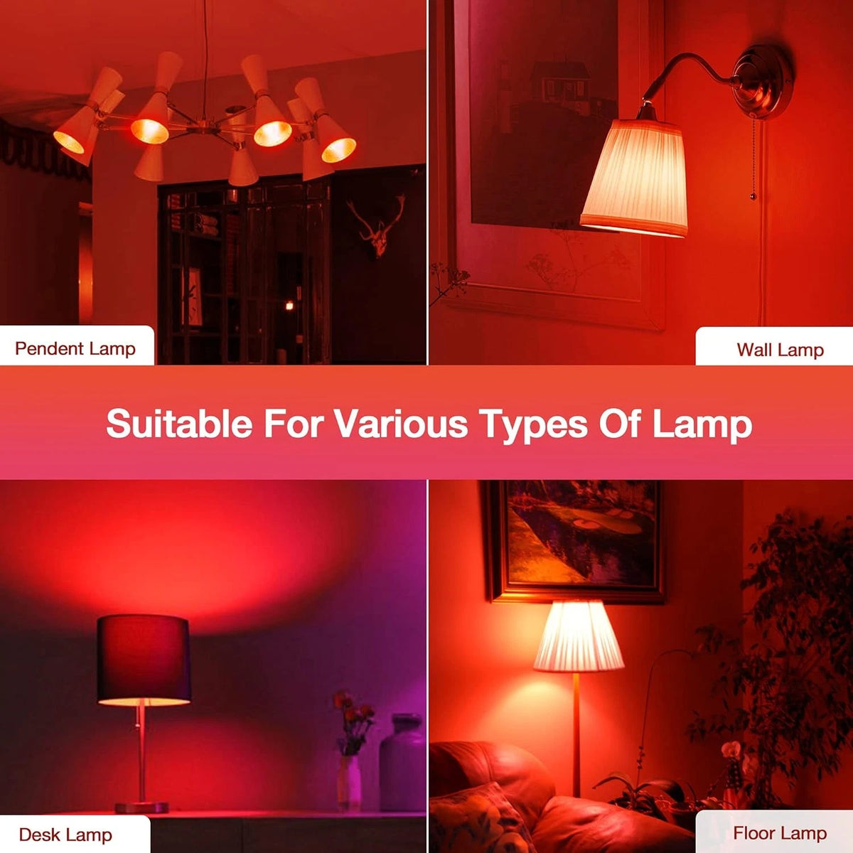 2X LED Red Light Bulb A19 for Various Applications (60W Equivalent)