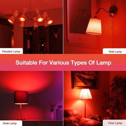 2X LED Red Light Bulb A19 for Various Applications (60W Equivalent)