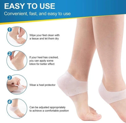 1 Pair Silicone Gel Elastic Heel Socks for Cracked Foot Moisturizing (N/A)