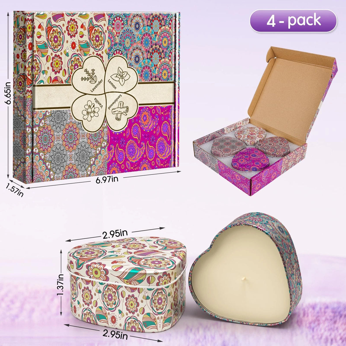 4 Pack Scented Candles for Women - Multicolor