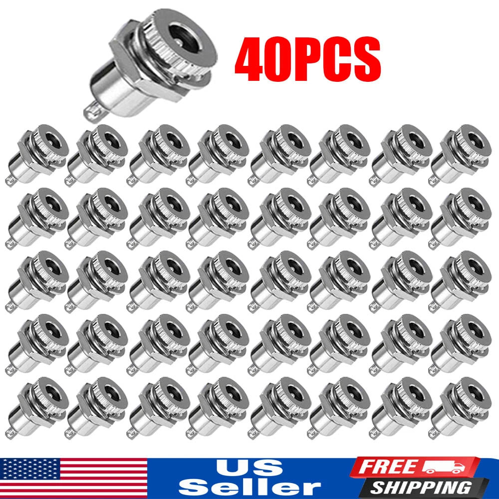 40Pc DC Power Supply Jack Plug Socket Female Panel Mount Connector 5.5mm x 2.1mm