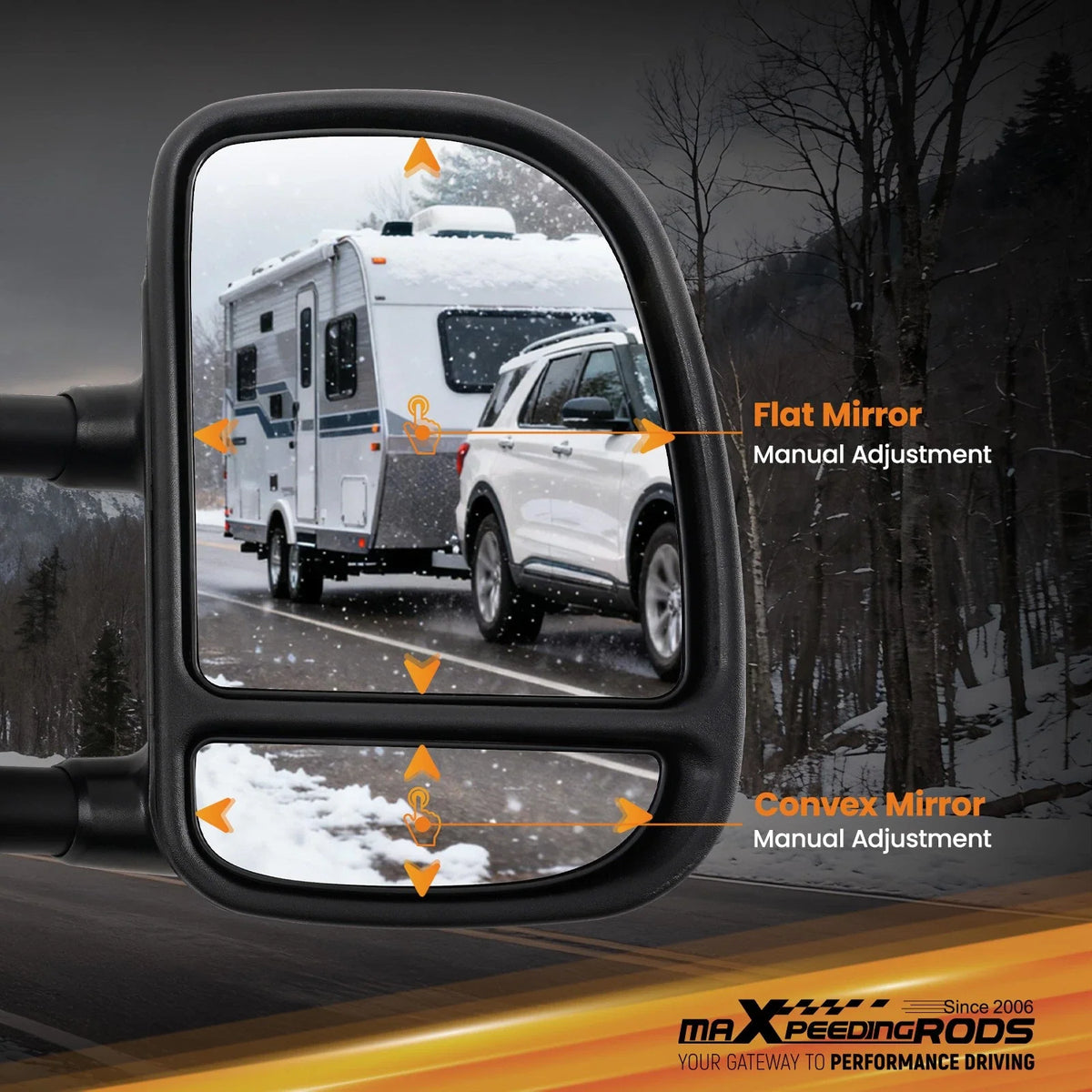 Side Mirror Manual Telescoping for Ford E250 E150 2003-2014 7C2Z17683DA