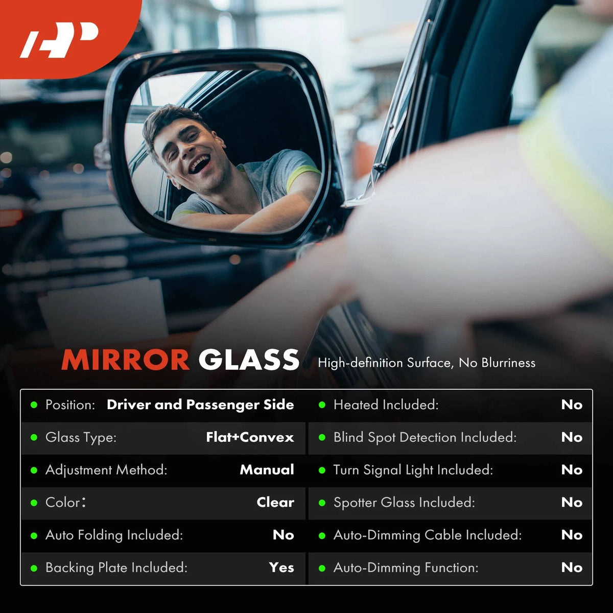 Pair Manual Mirror Glass for Dodge Ram 1500 (2005–2008) 2500 3500 (2005–2009) 68003587AA, 68003585AA