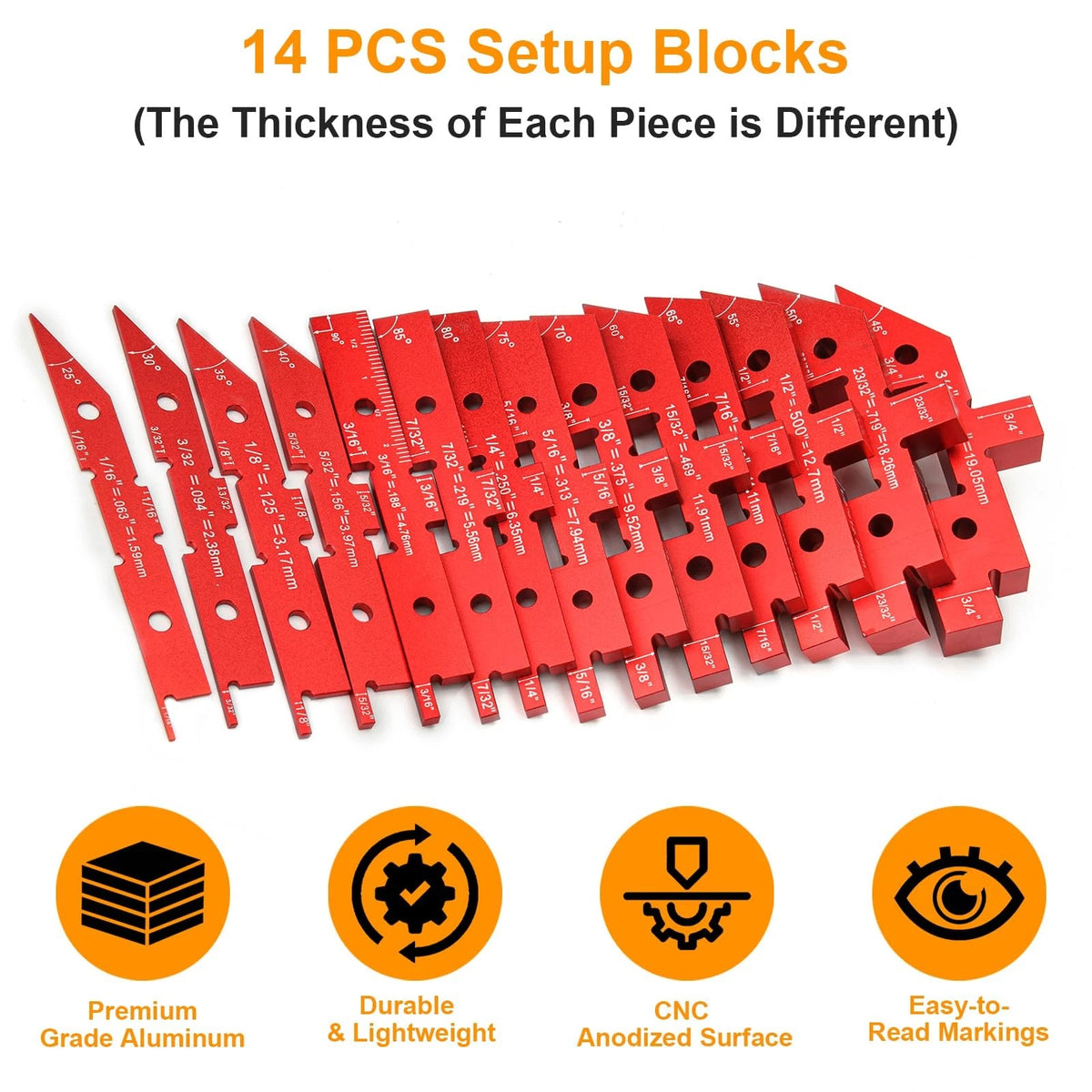 14pcs Aluminum Table Setup Blocks for Woodworking