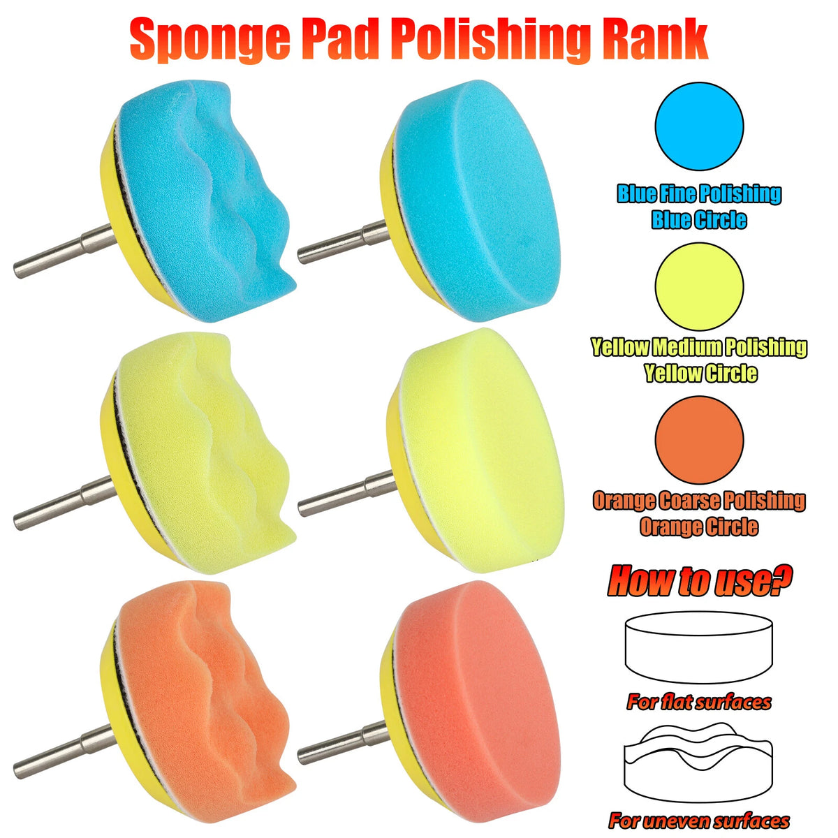 132Pcs Sanding Discs Foam Buffing Polishing Pad Kit for Universal Use