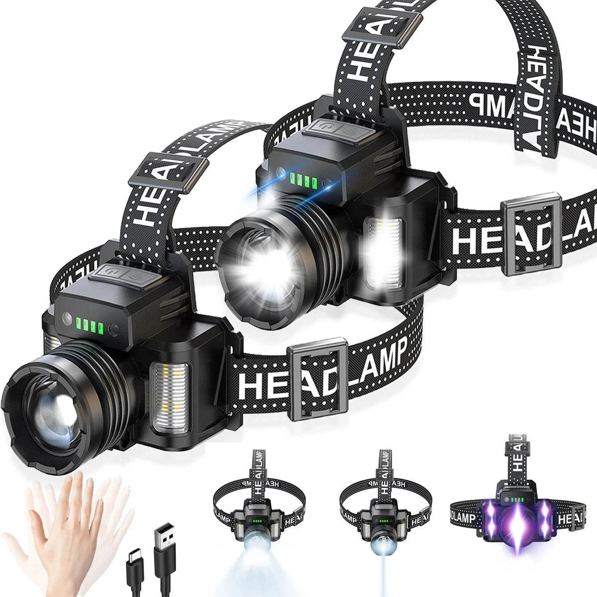 2X Rechargeable 30W LED Headlamp for Adjustable Use (2010–2023)