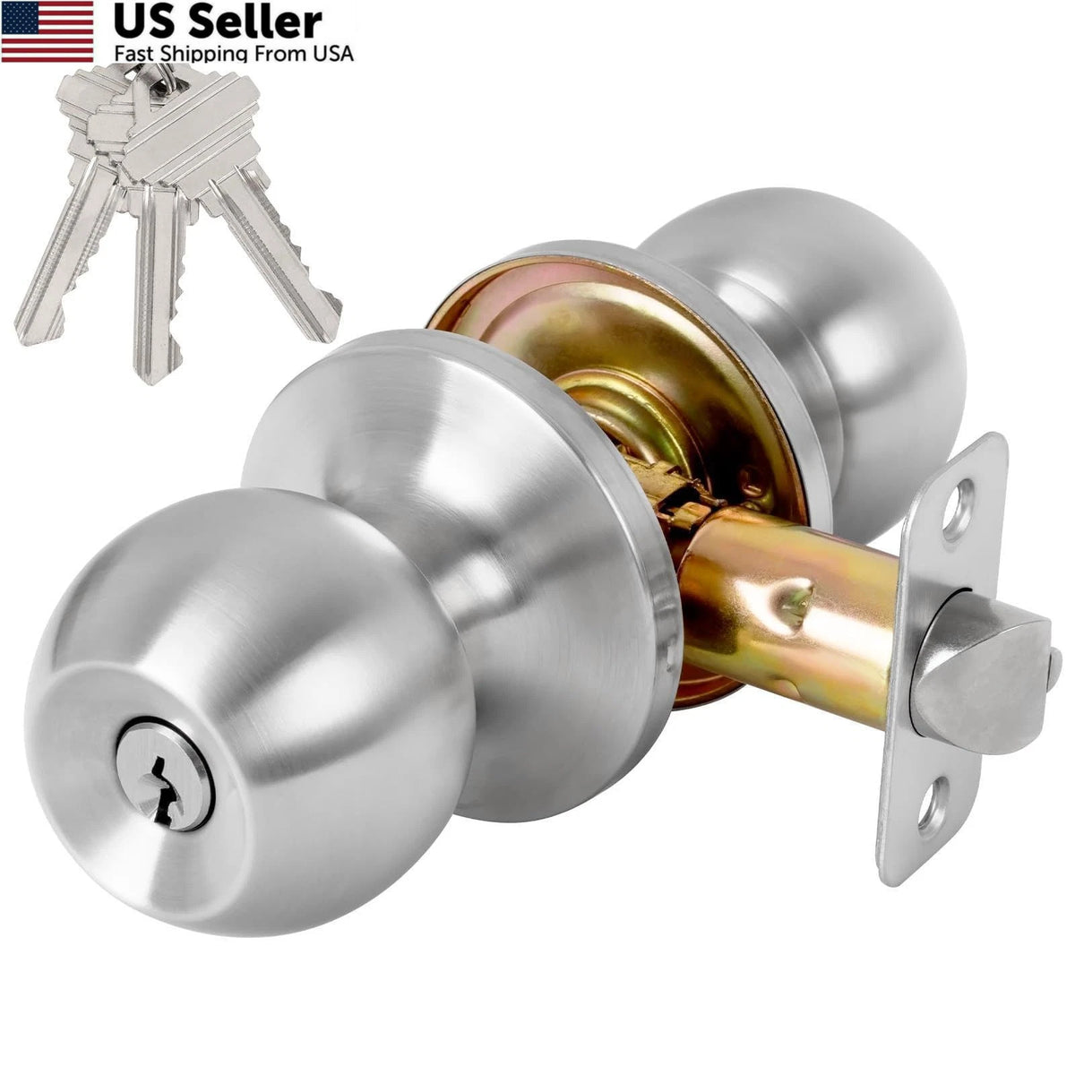Keyed Entry Door Knob with Lock and Key for (1 Pack)