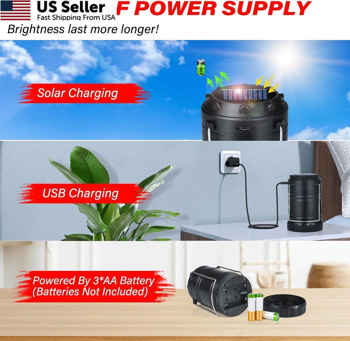 4-Pack Solar Camping Lanterns for (Rechargeable LED)