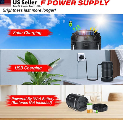 4-Pack Solar Camping Lanterns for (Rechargeable LED)