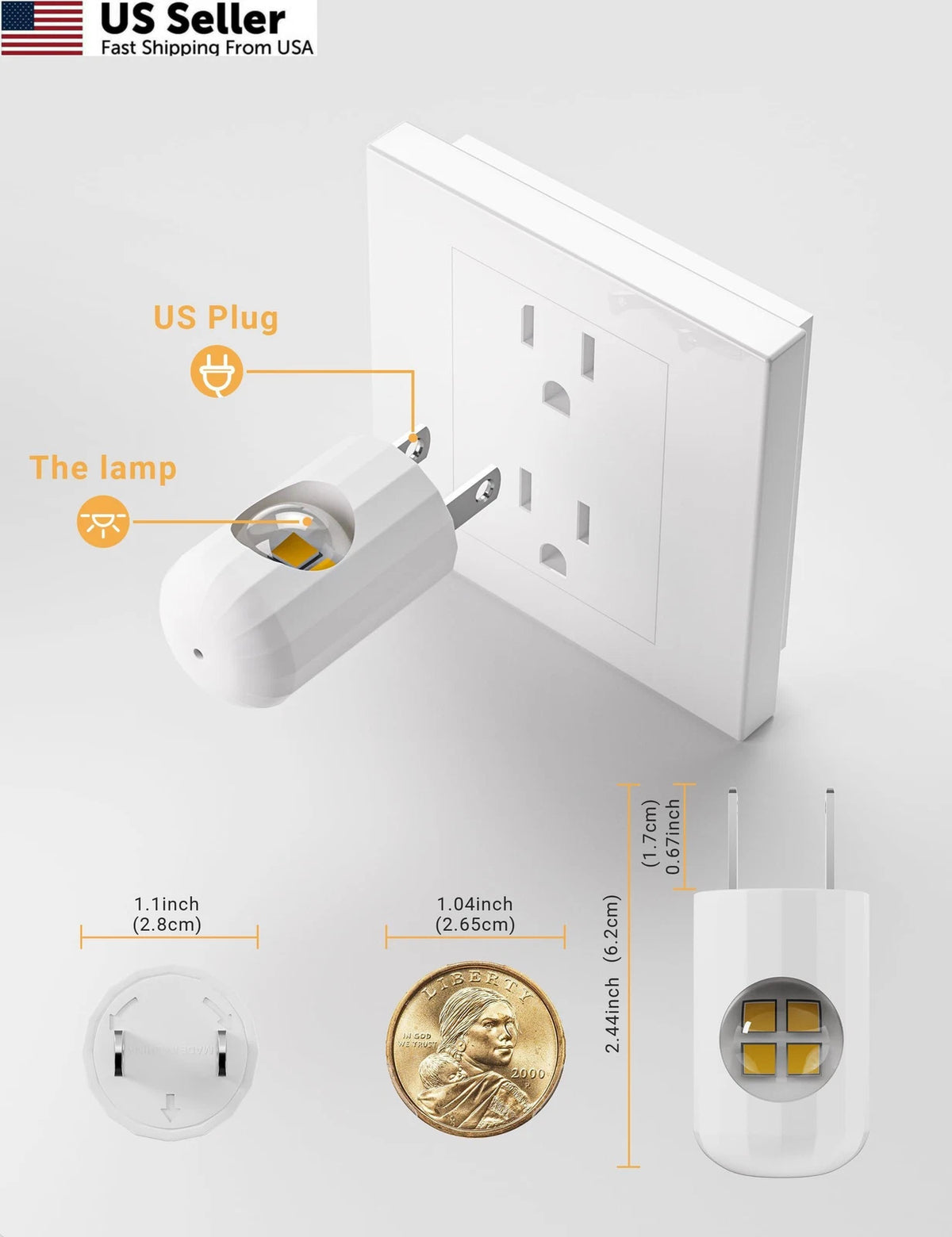 6 Pack Mini LED Night Light Plug for Wall - Dusk to Dawn 3000K
