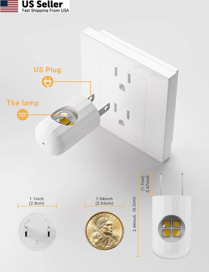 6 Pack Mini LED Night Light Plug for Wall - Dusk to Dawn 3000K