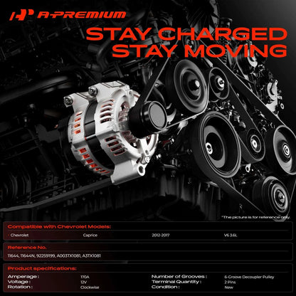 Alternator for Chevrolet Caprice (2011–2017) A003TX1081, A3TX1081, 11644N