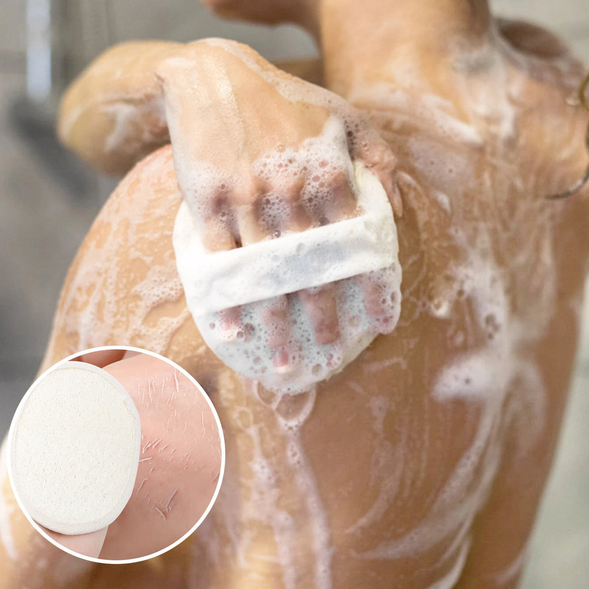 Set of 4 Natural Loofah Back Scrubber Pads for Shower Exfoliating Glove