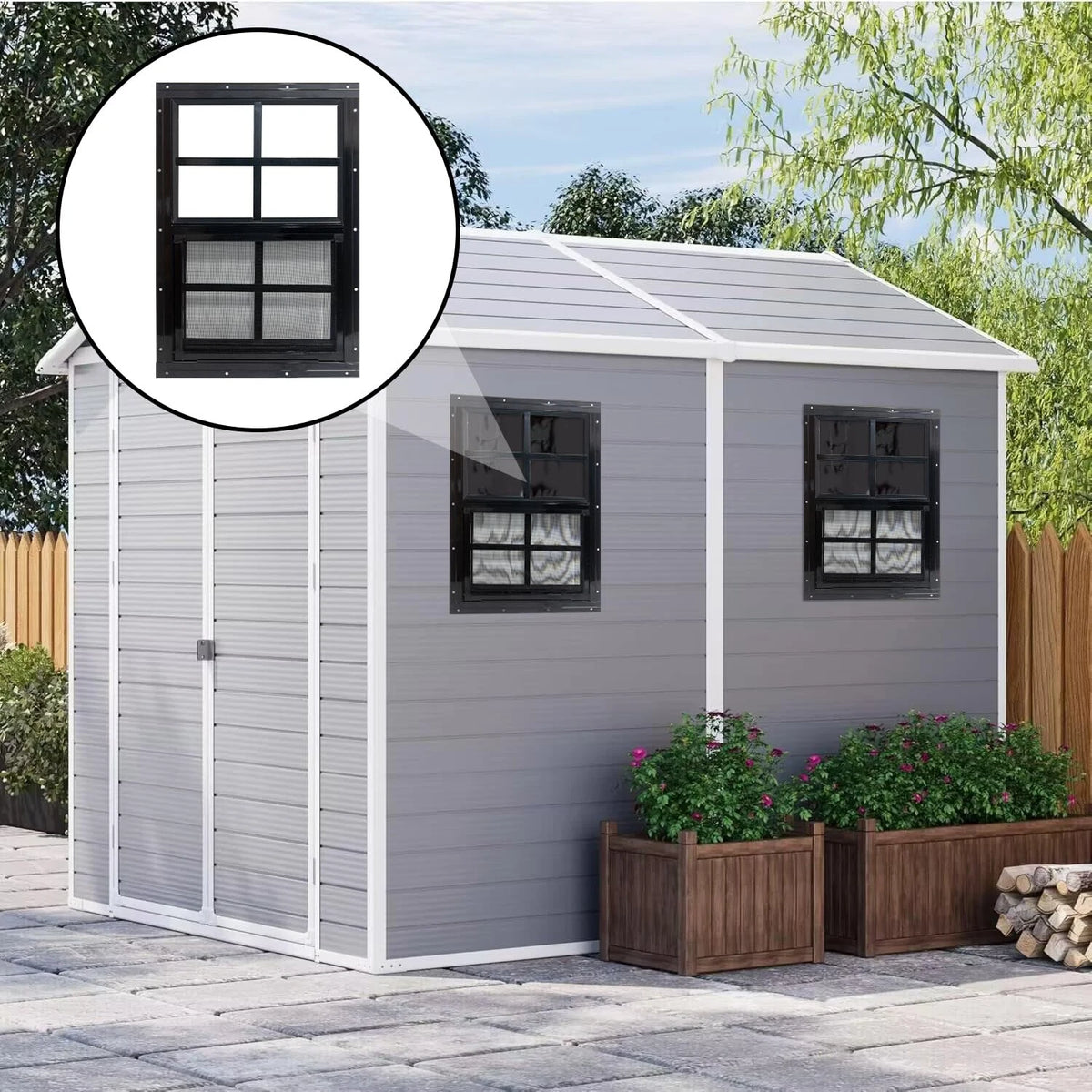 12" x 18" Shed Windows for Yuzzy - Tempered Glass, Black
