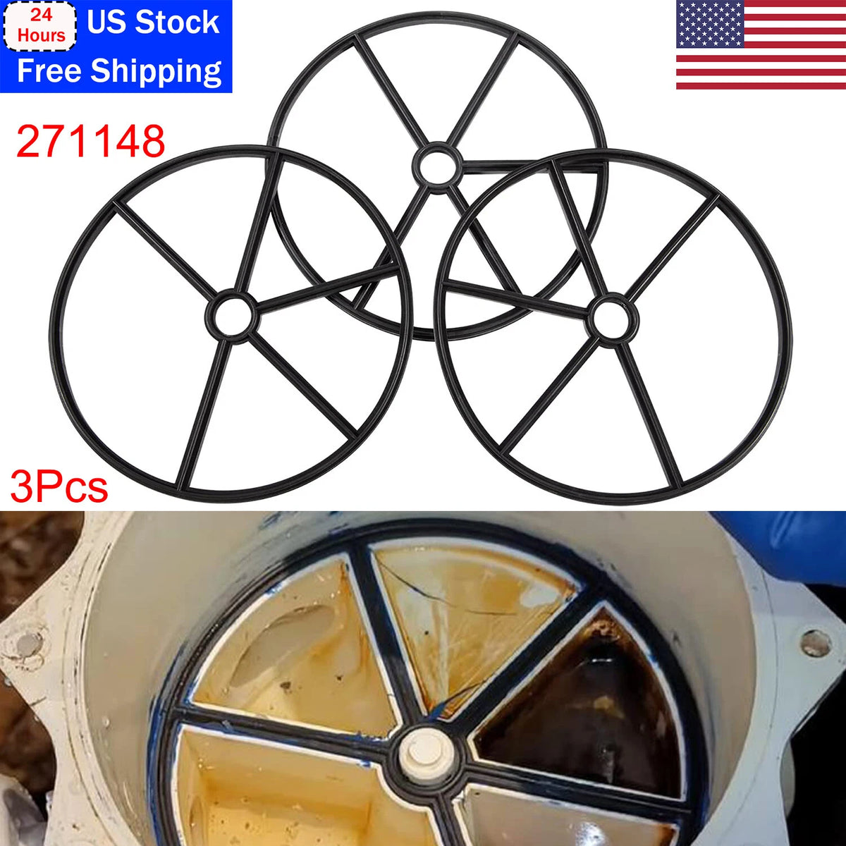 3PCS 2" Diverter Spider Gasket for Pentair Multiport Valve