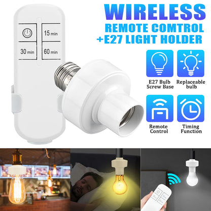 Wireless Remote Control E27 Screw Bulb Base Holder for