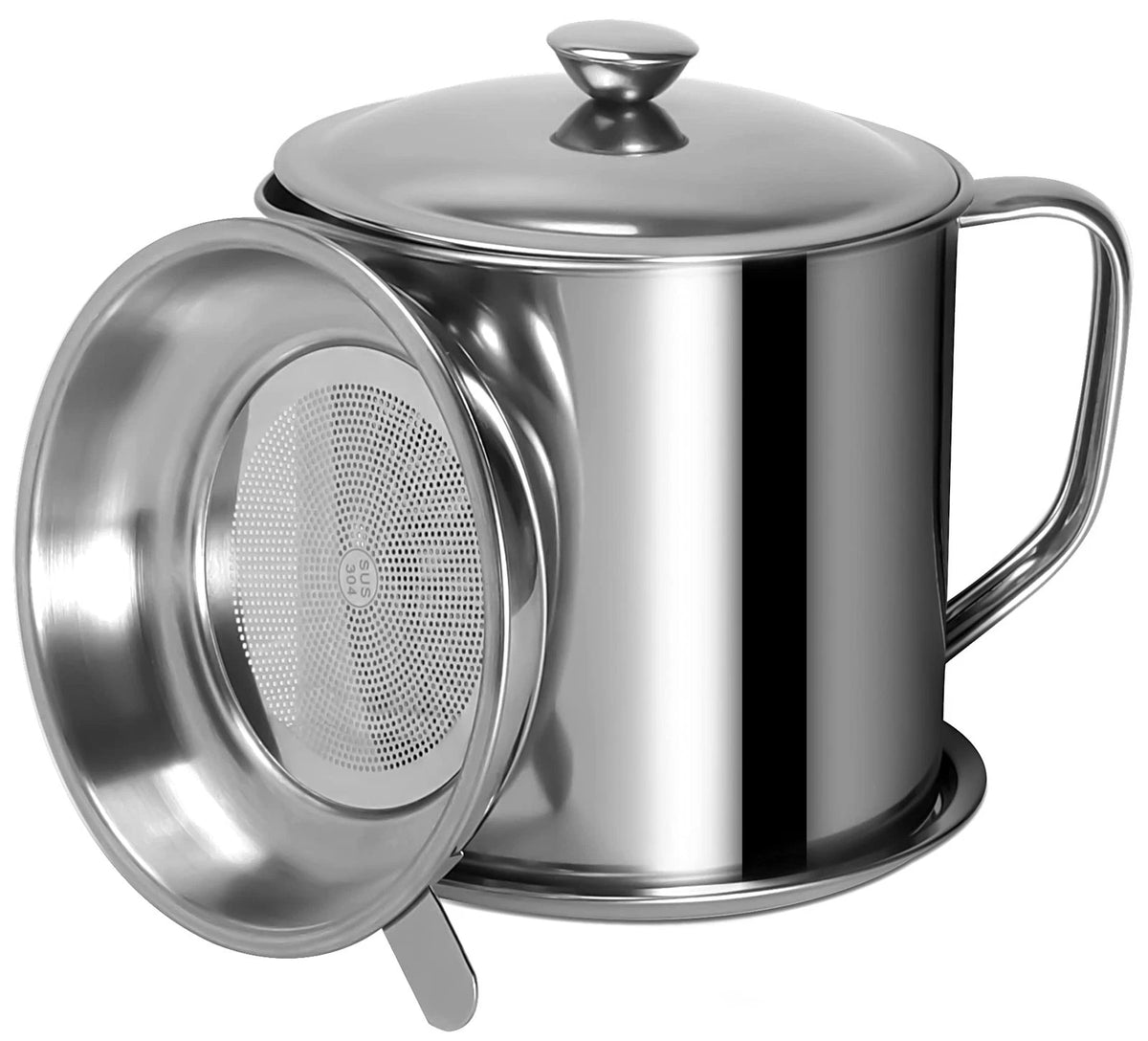 Bacon Grease Container with Strainer for Kitchen (1.25 L / 42 oz)