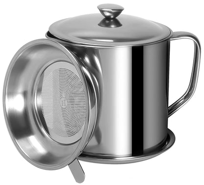 Bacon Grease Container with Strainer for Kitchen (1.25 L / 42 oz)