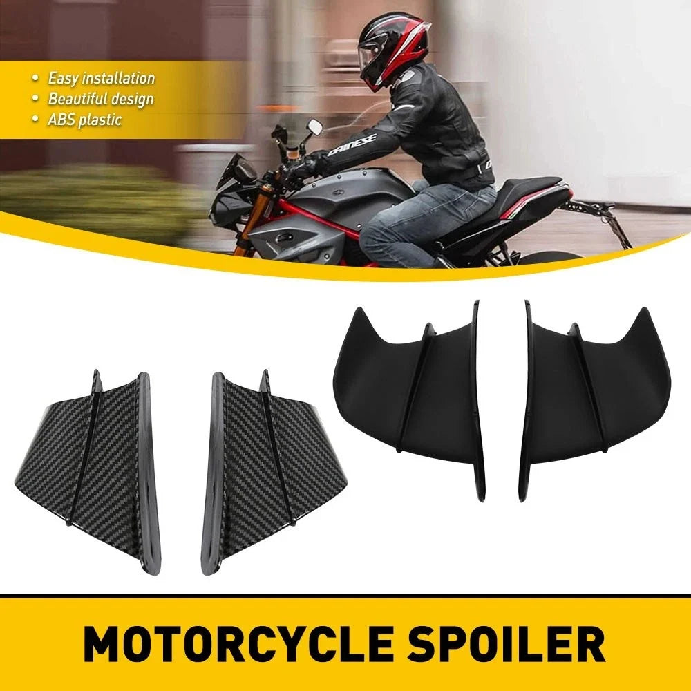 Universal Motorcycle Carbon Fiber Side Winglet Spoiler - Gloss Black