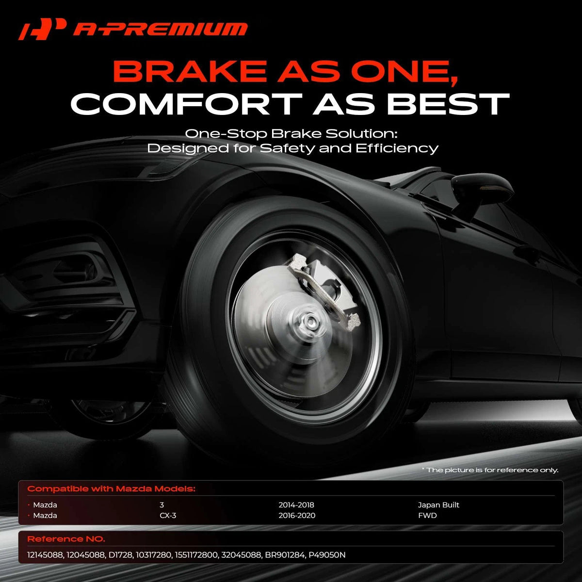 Set of 4 Front Disc Brake Rotors & Ceramic Pads for Mazda 3 CX-3 (2014–2020) BR901284, 12045088, 32045088, 12145088, 10317280