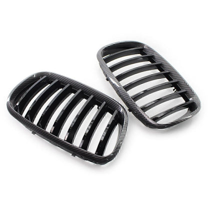 Gloss Black Carbon Style Grille for BMW X5 X6 E70 E71 (2008–2013)