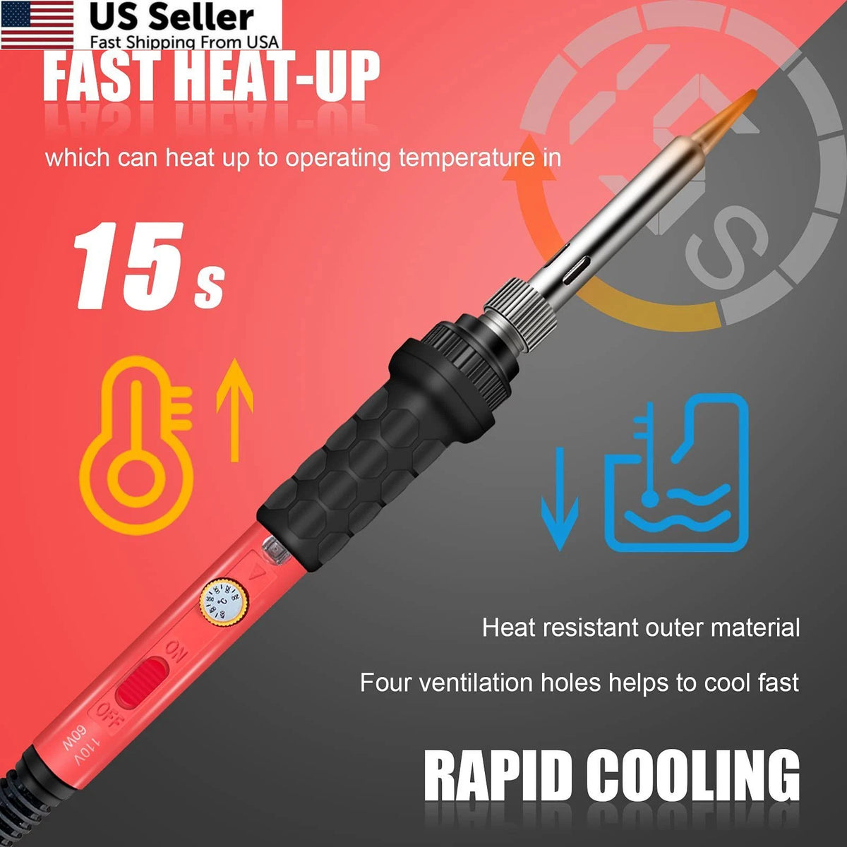 Soldering Kit 60W Iron 110V with Ceramic 9-in-1 Basic