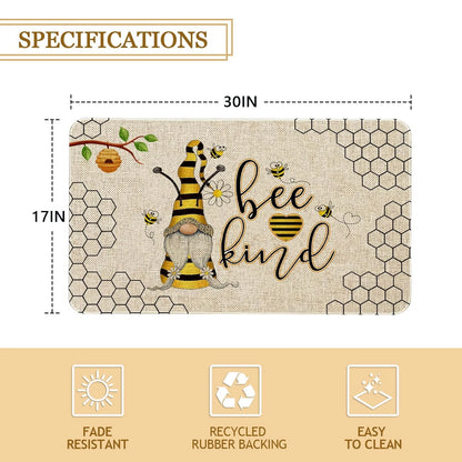 Bee Kind Gnome Doormat 30 x 17 Inch Indoor Outdoor Mat