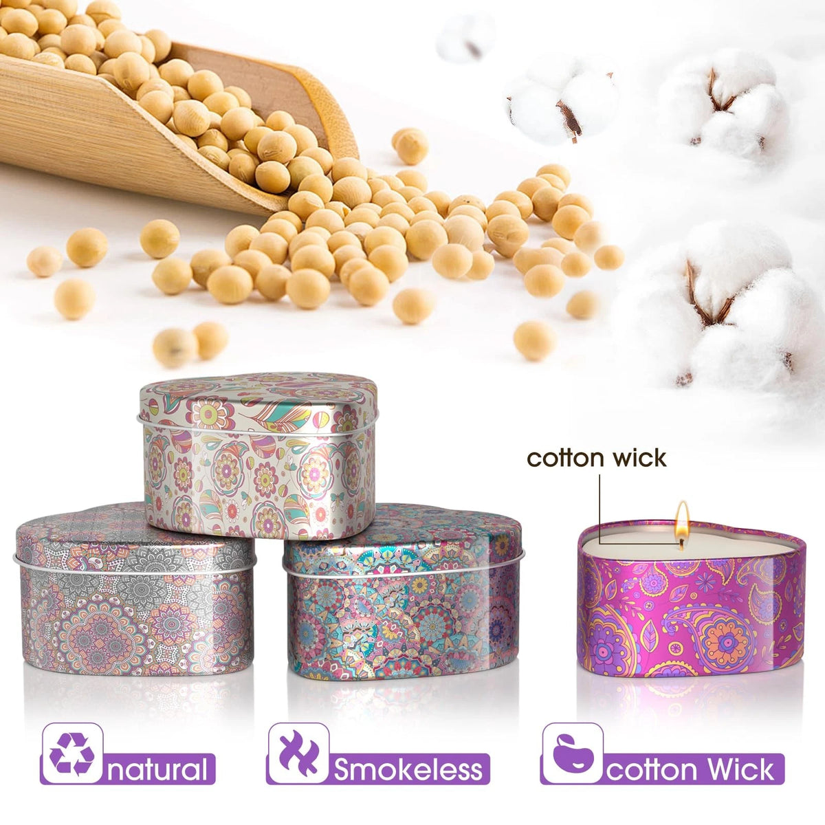 4 Pack Scented Candles for Women - Multicolor