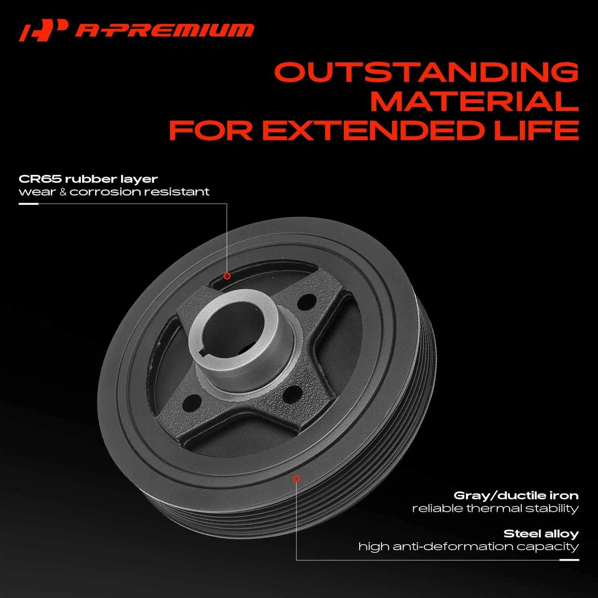 A-Premium Engine Harmonic Balancer for Chrysler 200, Dodge Avenger (2011–2014) 5047175AA, 594-700