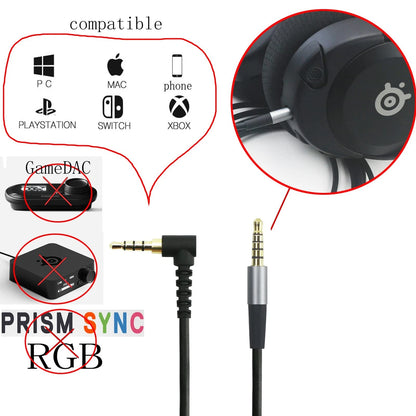 3.5mm 5 Pole Male Audio Cable for Black (Compatible)