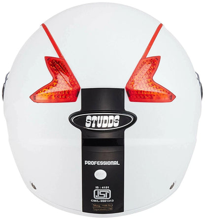 Studds Professional Full Face Helmet for Medium Size (White/Red)
