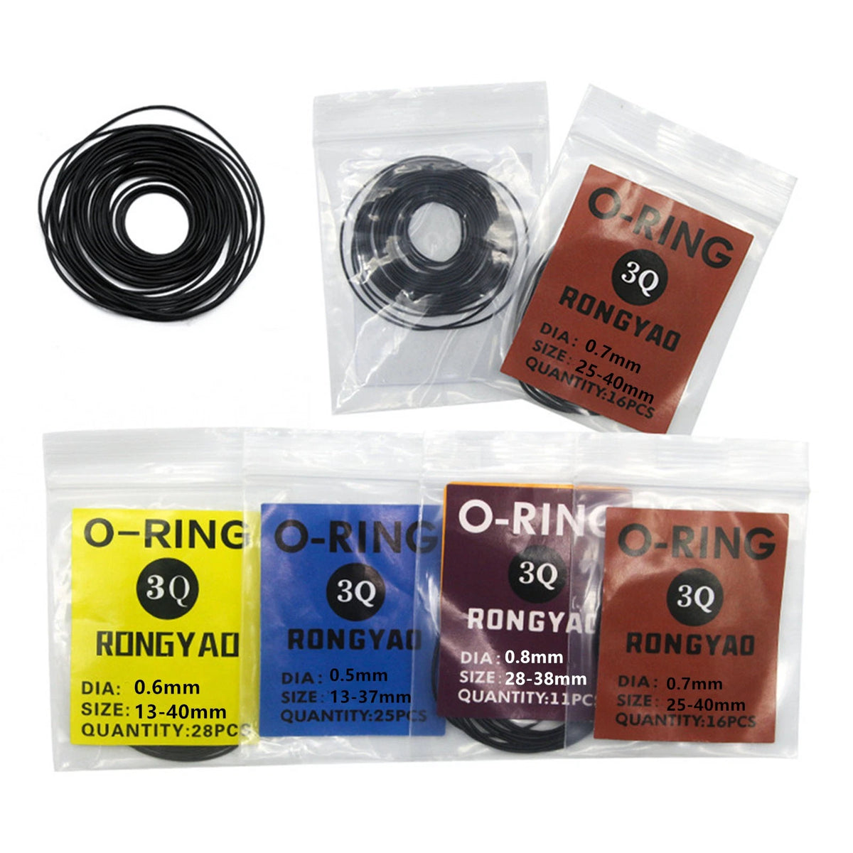 0.5/0.6/0.7/0.8mm Waterproof Rubber O-Ring Gaskets for Watch Repair