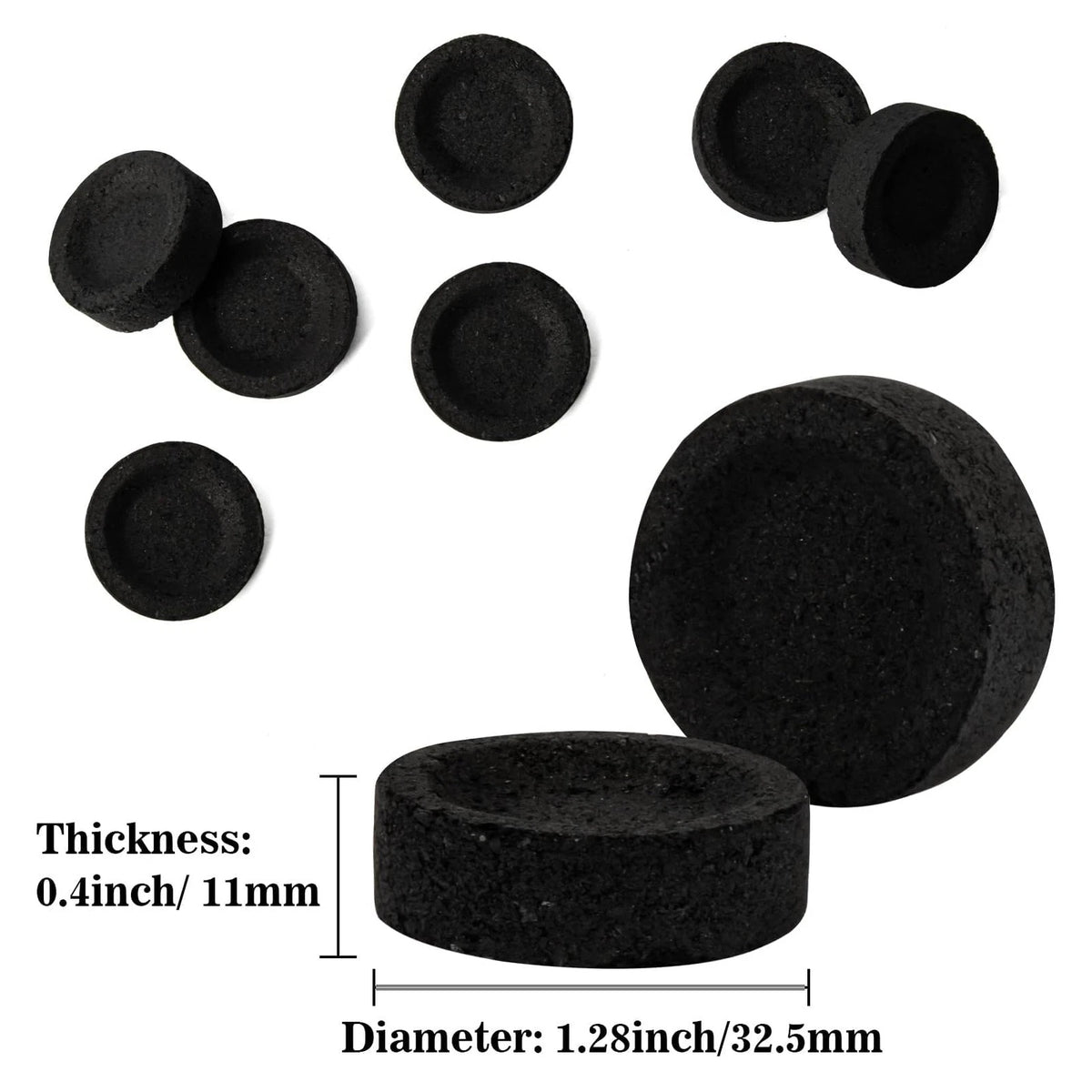 50PCS Incense Charcoal Briquettes - 33mm Diameter, 11mm Thickness, Black