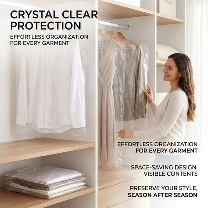 30 Pack Garment Bags for Hanging Clothes - Clear