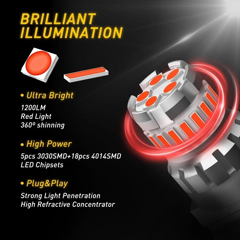 2X Red 3157 LED Brake Tail Stop Light Bulbs for