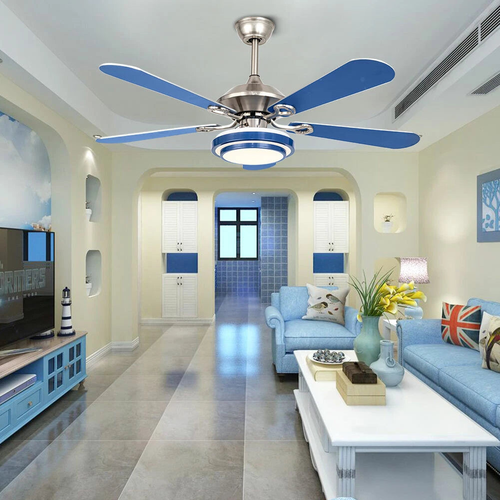 LED Ceiling Fan Light Chandelier 5-Blade with Remote for Home Decor