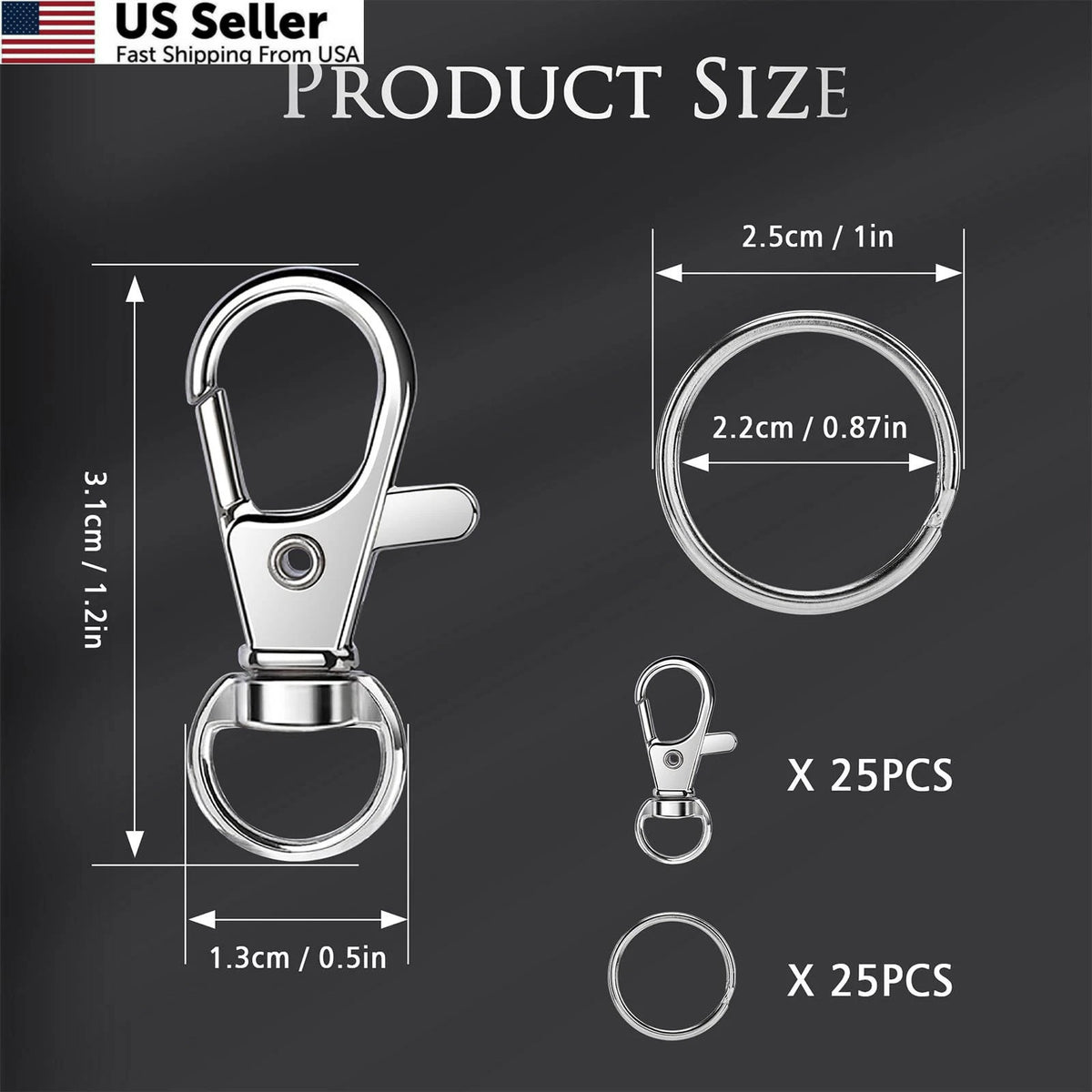 50 PCS Keychain Making Kit with Lobster Claw Clasps